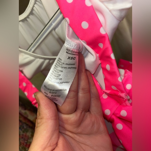 XSC WEISSMAN White & Pink Polka Dot Dance Wear Costume Apron Dress NWOT - Picture 11 of 12